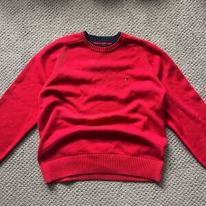 Tommy Hilfiger Men's double collar Red heavy knit Sweater